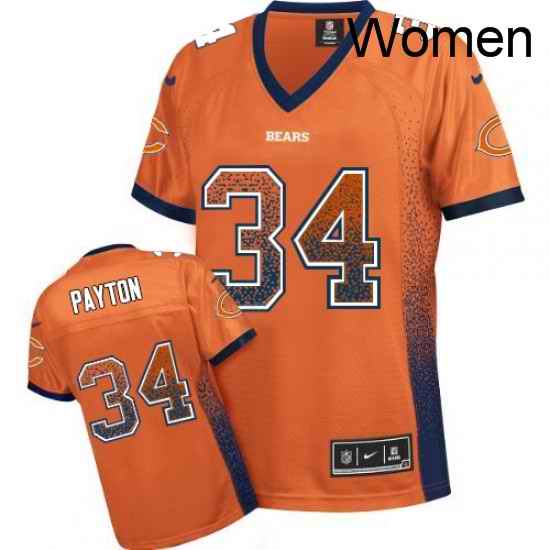 Womens Nike Chicago Bears 34 Walter Payton Elite Orange Drift Fashion NFL Jersey